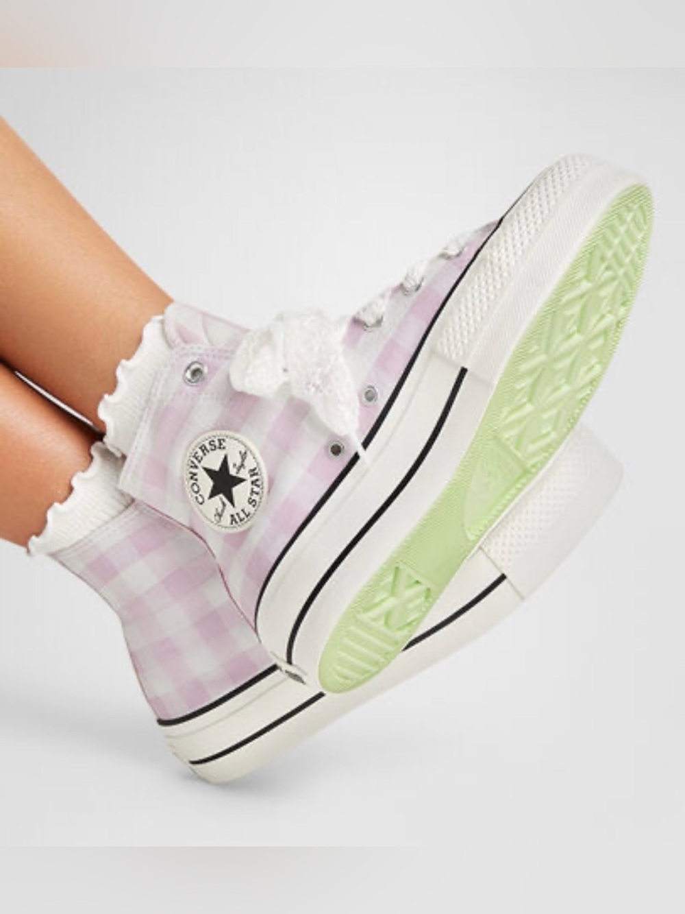 Converse Pink Gingham Platform Chuck Taylor Sneakers with Mint Sole
